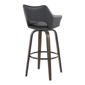 Mustang - Contemporary Fixed Height Barstool With Swivel With Round Footrest (Set of 2) by Couch.com