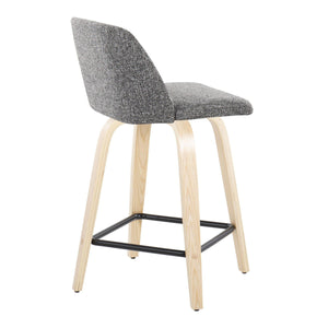 Toriano - Contemporary Modern Design Fixed Height Counter Stool With Swivel With Square Footrest (Set of 2) by Couch.com