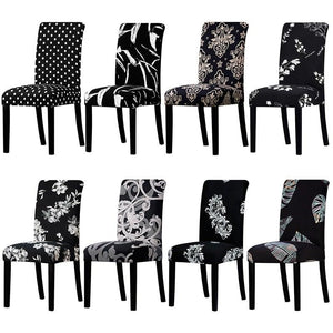 All black flower printed Chair Cover Washable Removable big elastic seat Covers Slipcovers Stretch for banquet hotel arm wedding
