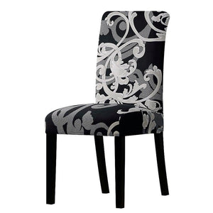 All black flower printed Chair Cover Washable Removable big elastic seat Covers Slipcovers Stretch for banquet hotel arm wedding
