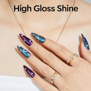 Modelones Chameleon Blue Gel Nail Polish, 15ML Shimmer Blue Gel Polish Glitter Sparkle Gel Nail Soak Off Led Summer Nail Gel Polish for Women Girl DIY Nail Art Gift A23-Dark Purple to Blue