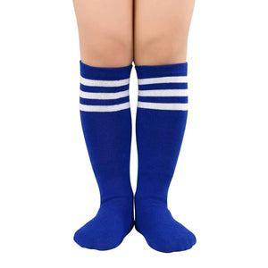 American Trends Kids Toddler Soccer Socks Knee High Tube long Socks Three Stripes Uniform Socks for Boys Girls 1-9 years 1-3T 1 Pack Navy Blue White