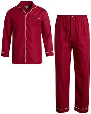Ten West Apparel Men’s Pajamas Set - Long Sleeve Button Down Sleep Shirt and Pajama Bottoms Sleepwear Set Size XX-Large Red