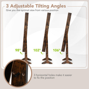 Mirrored Standing Jewelry Cabinet Storage Box-Brown