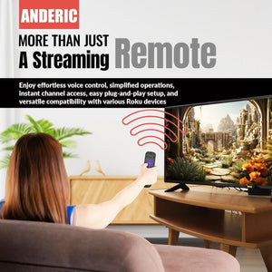 Anderic Substitute for Roku RC-GR4 Streaming Remote Control with Voice 3226000264 [RCGZ1, NO HEADPHONE JACK / FAVORITE KEYS]