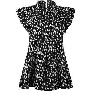 Angashion Women's Casual Floral Print Babydoll Blouse Tunic Tops
