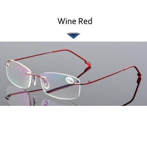 Anti-Blue Light Reading Glasses Ultralight Style Memory Titanium Rimless Reading Glasses For Men & Women Presbyopic  Eyeglasses For Everyday Use New Attractive Style