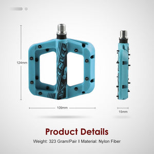 Anti-Vibration Mountain Bike Pedal Anti-Skid Lightweight Nylon Fiber Bicycle Pedal Board High-Strength Anti-Skid Bicycle Pedal New Nylon Fabric Anti Slip Durable Mountain Bike Flat Pedals