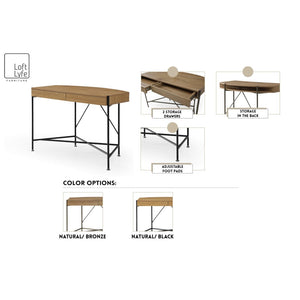 Kenia Writing Desk with 2 Drawers