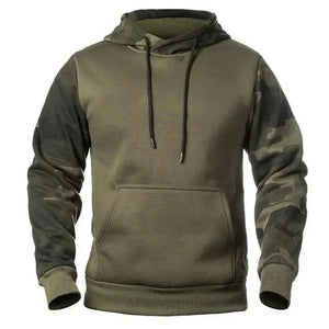 Army Green Men Military Hoodies Autumn Winter Hooded Sweatshirts Men's Pullover Hoodie Blend Fleece Long Sleeve Contrast Color Military Sweatshirt with Pocket