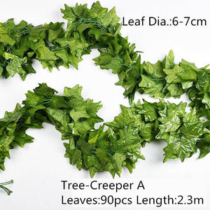 Artificial Decoration Vivid Vine Rattan Leaf Grass Grape Leaves Hanging For Wedding Home Kitchen Garden Party Decor Garland Fake Greenery Vine Leaves Hanging Green Foliage for Home Wedding Garden Wall Decoration