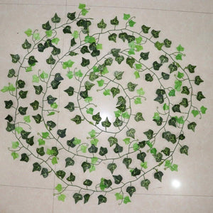Artificial Ivy Leaf Garland Fake Leaves Hanging Vines  For Home Decor Creeper Green Ivy Artificial Ivy Garland Greenery Hanging Plant Vine for Wedding Wall Party Room Astethic Stuff Decor 100pcs Leaf 1 piece 2.4M