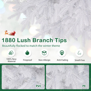 7 FT Artificial Xmas Tree with 1880 PE PVC Branch Tips for Party and Carnival