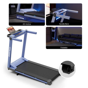 DeerRun A1 Pro Move+  6% Incline Foldable Treadmill——2025 Upgraded Chip & NFC Support | 350Lbs, 10mph Silver