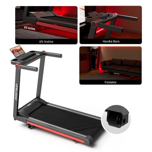 DeerRun A1 Pro Move+  6% Incline Foldable Treadmill——2025 Upgraded Chip & NFC Support | 350Lbs, 10mph Silver