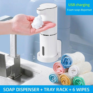Automatic Foam Soap Dispensers Bathroom Smart Washing Hand Machine With USB Charging White High Quality Material  Automatic Touchless Soap Dispenser Rechargeable Foaming Soap Dispense With Adjustable Volume Suitable For Bathroom Office Hotel