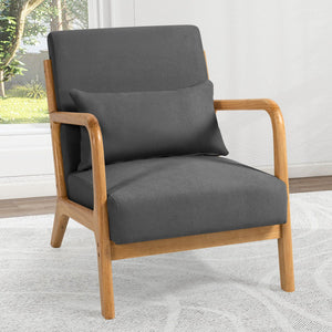 Leisure Chair With Solid Wood Armrest And Feet, Mid-Century Modern Accent Sofa, 1 Seat by Couch.com