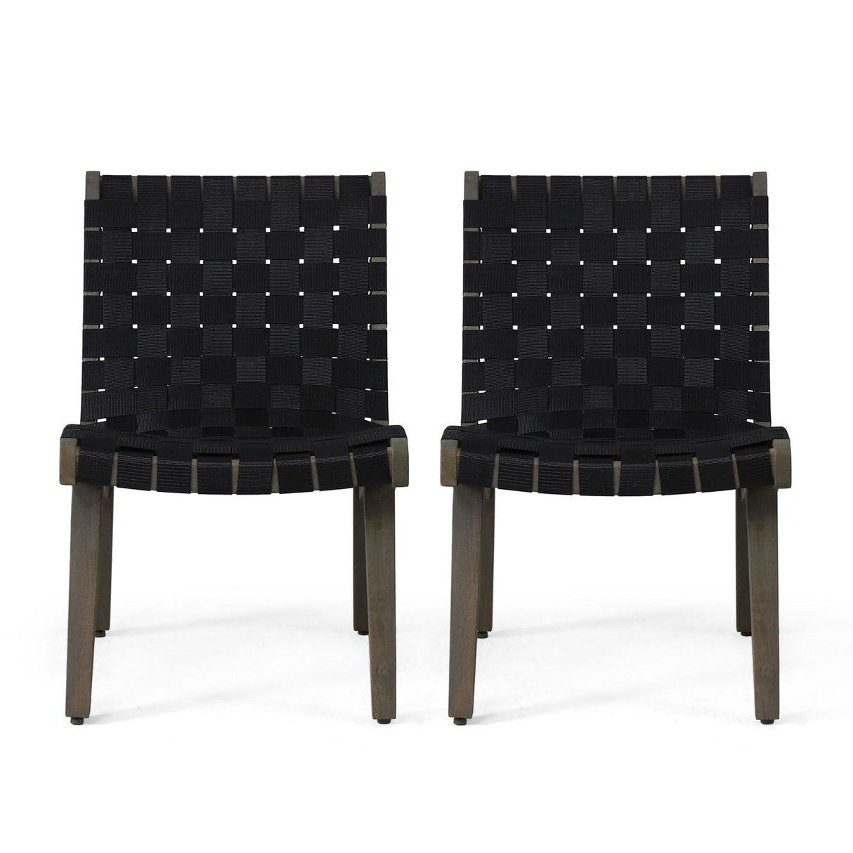 Lounge Chair with Stunning Rope Weave Design, Set of 2 - Black