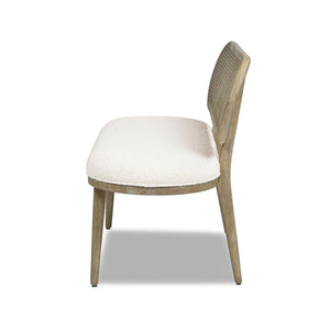 Havana - Cane Upholstered Bench Settee - Ivory White by Couch.com