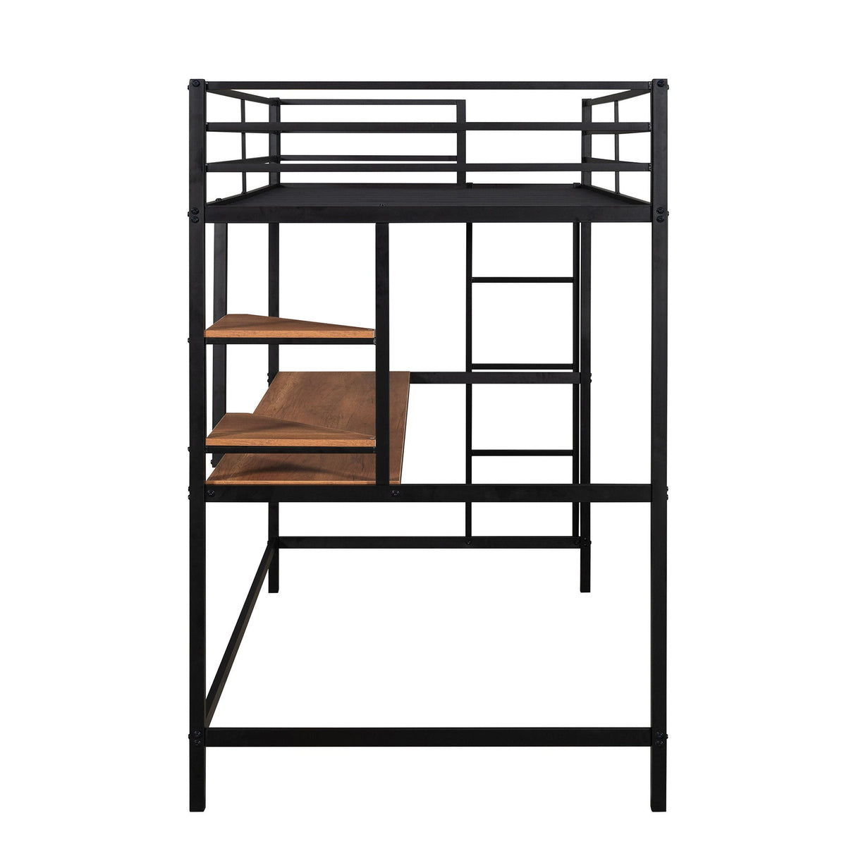 Twin Loft Bed With Desk And Shelve - Black by Couch.com