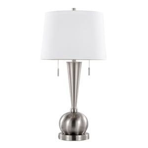 Jules - Contemporary Table Lamp Built In USB Port (Set of 2) - Nickel / White by Couch.com