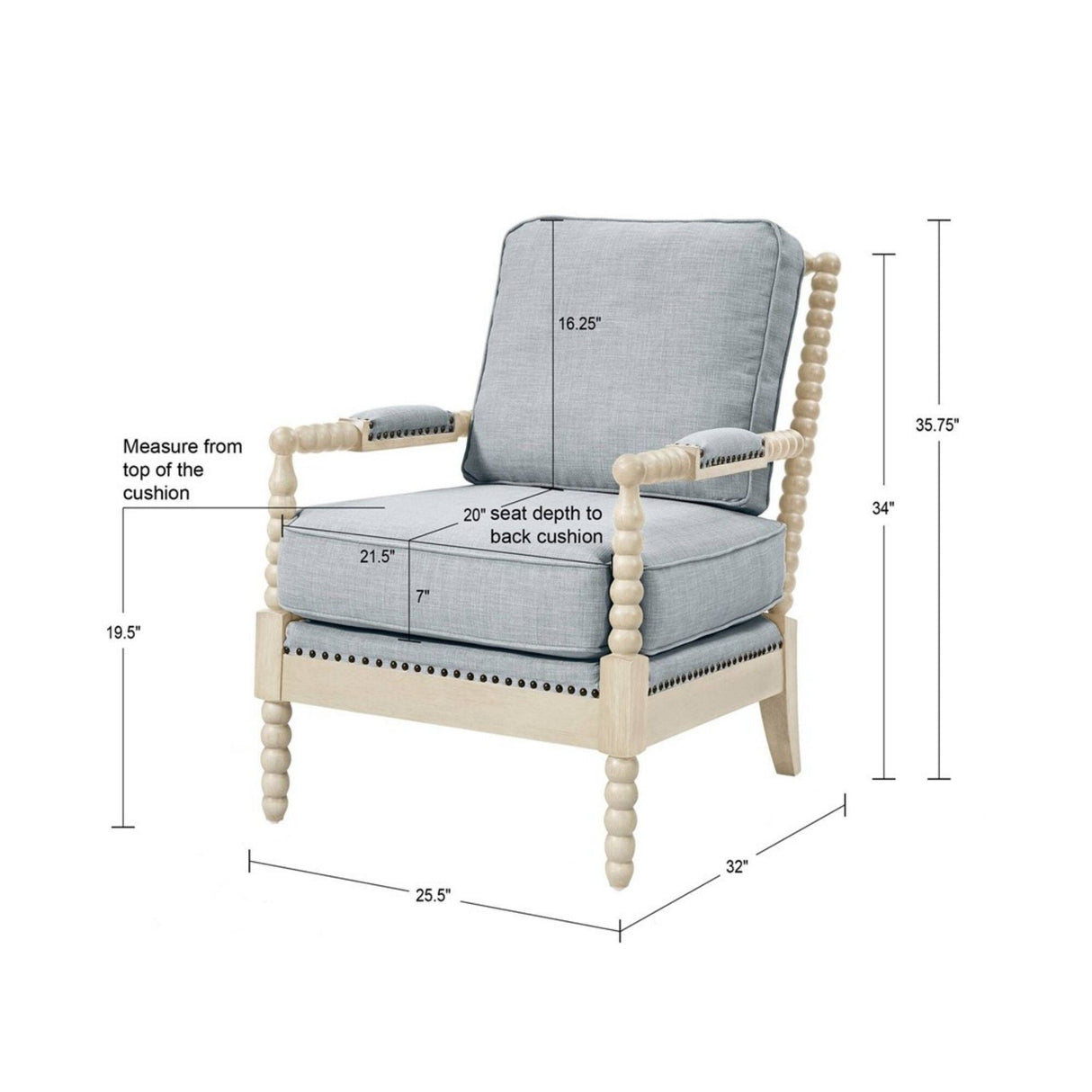 Arm Chair With Open Back Spindle Design And Padded Armrests by Couch.com