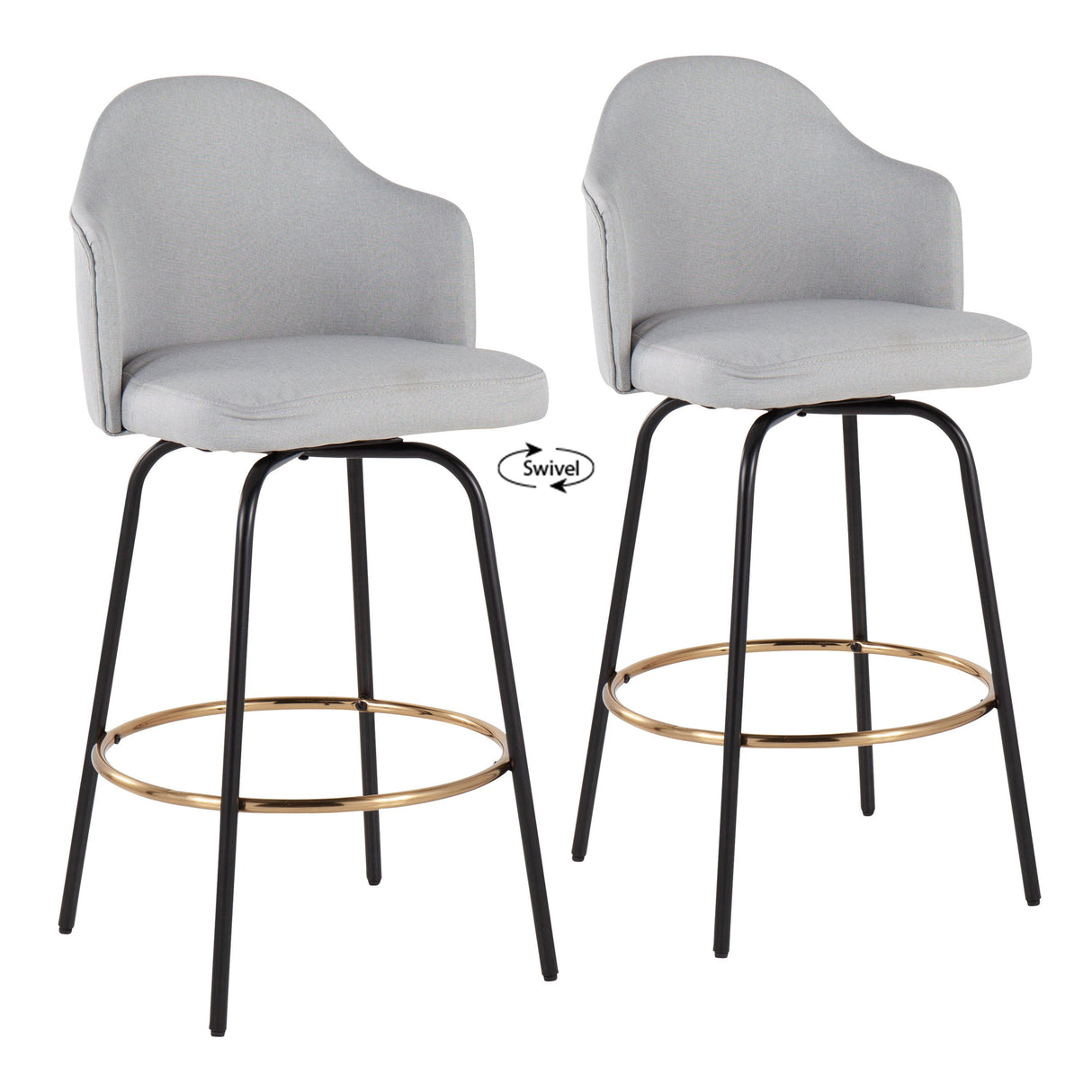 Ahoy - Contemporary Fixed Height Counter Stool Round Footrest (Set of 2) by Couch.com