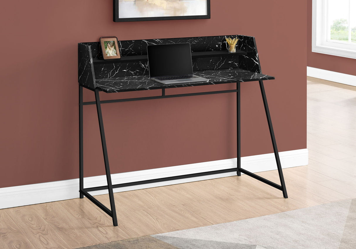 Computer Desk For Home Office, Laptop, Storage Shelves, Marble Look Contemporary & Modern by Couch.com