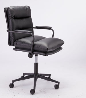 Couch.com Office Chair Mid Back Desk Chair Modern Excutive Office Chair With Arms And Wheels For Home Office Black, Durable Design, Faux Leather Construction, Black Finish by Couch.com