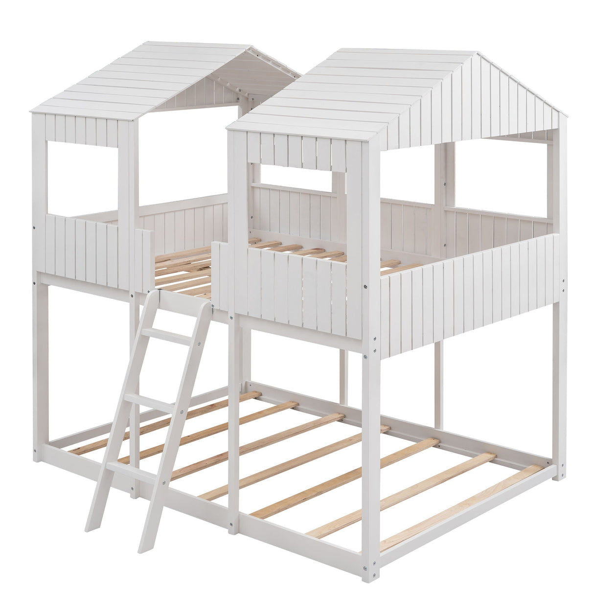 Bunk Bed With Roof, Window, Guardrail, Ladder by Couch.com