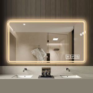 Bathroom Mirror With LED Lights, Anti-Fog Lighted Vanity Mirrors For Wall Mounted And 5 Level Dimmable, Horizontal / Vertical - Clear by Couch.com