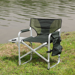 Padded Folding Outdoor Chair With Side Table And Storage Pockets, Lightweight Oversized Directors Chair For Indoor, Outdoor Camping, Picnics And Fishing by Couch.com