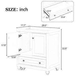 Bathroom Vanity Without Sink, Base Only, Cabinet With Doors And Drawer, Solid Frame And MDF Board - White by Couch.com