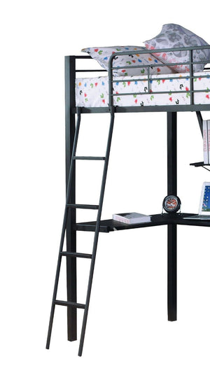 Senon Twin Loft Bed With Desk - Black / Silver