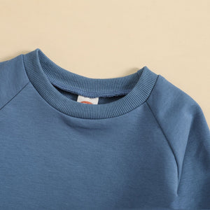 Boys' Solid Color Suit Round Neck Sweater Trousers
