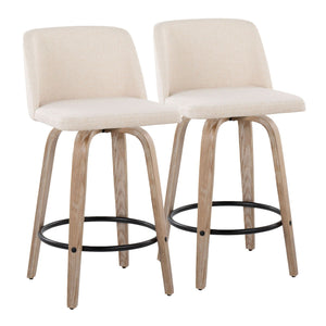 Toriano - Contemporary Fixed-Height Counter Stool & Swivel With Round Footrest (Set of 2) by Couch.com