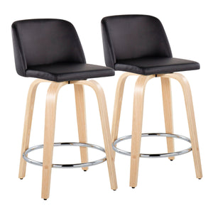 Toriano - Contemporary Fixed Height Counter Stool & Swivel And Round Footrest (Set of 2) by Couch.com