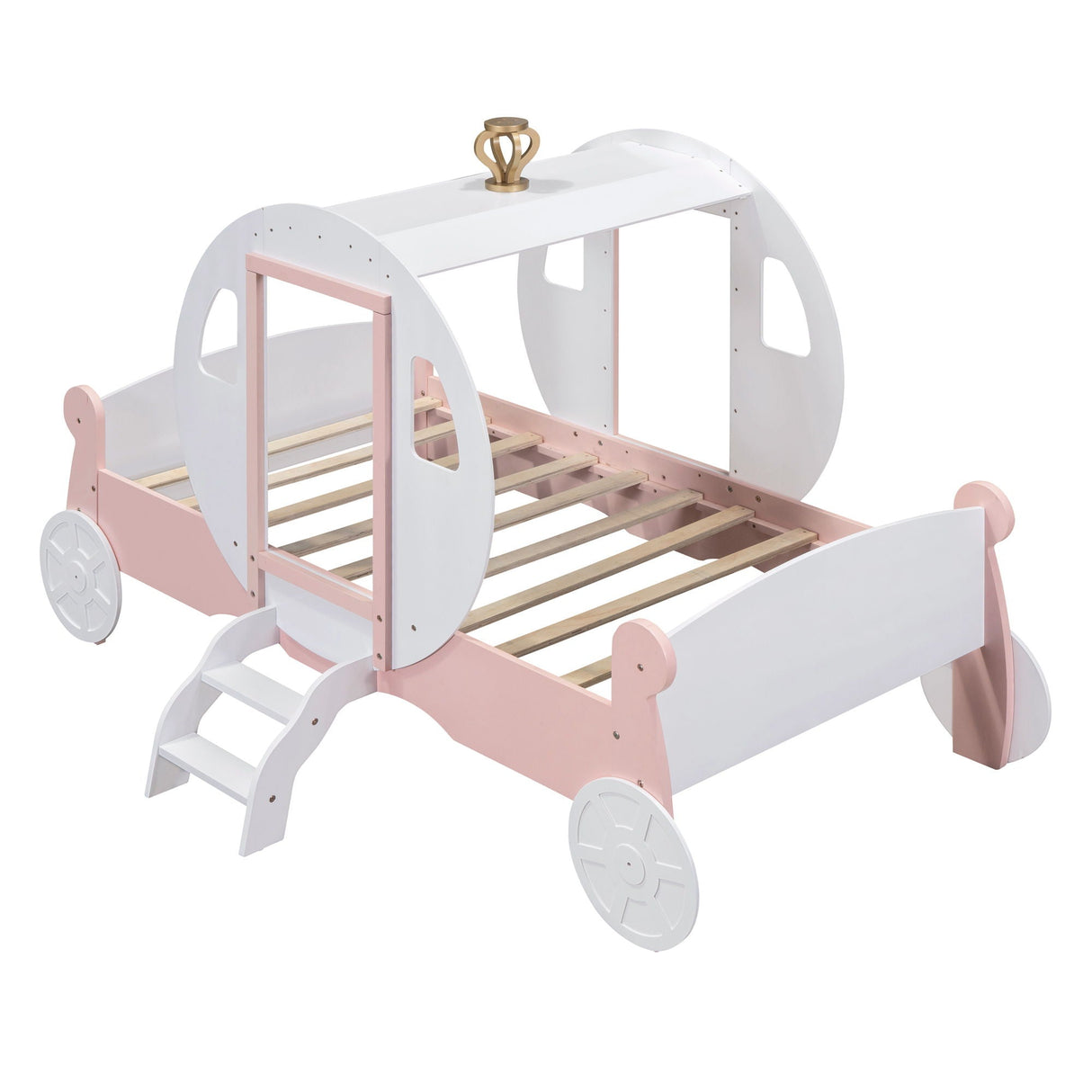Princess Carriage Bed With Crown, Platform Car Bed With Stair by Couch.com