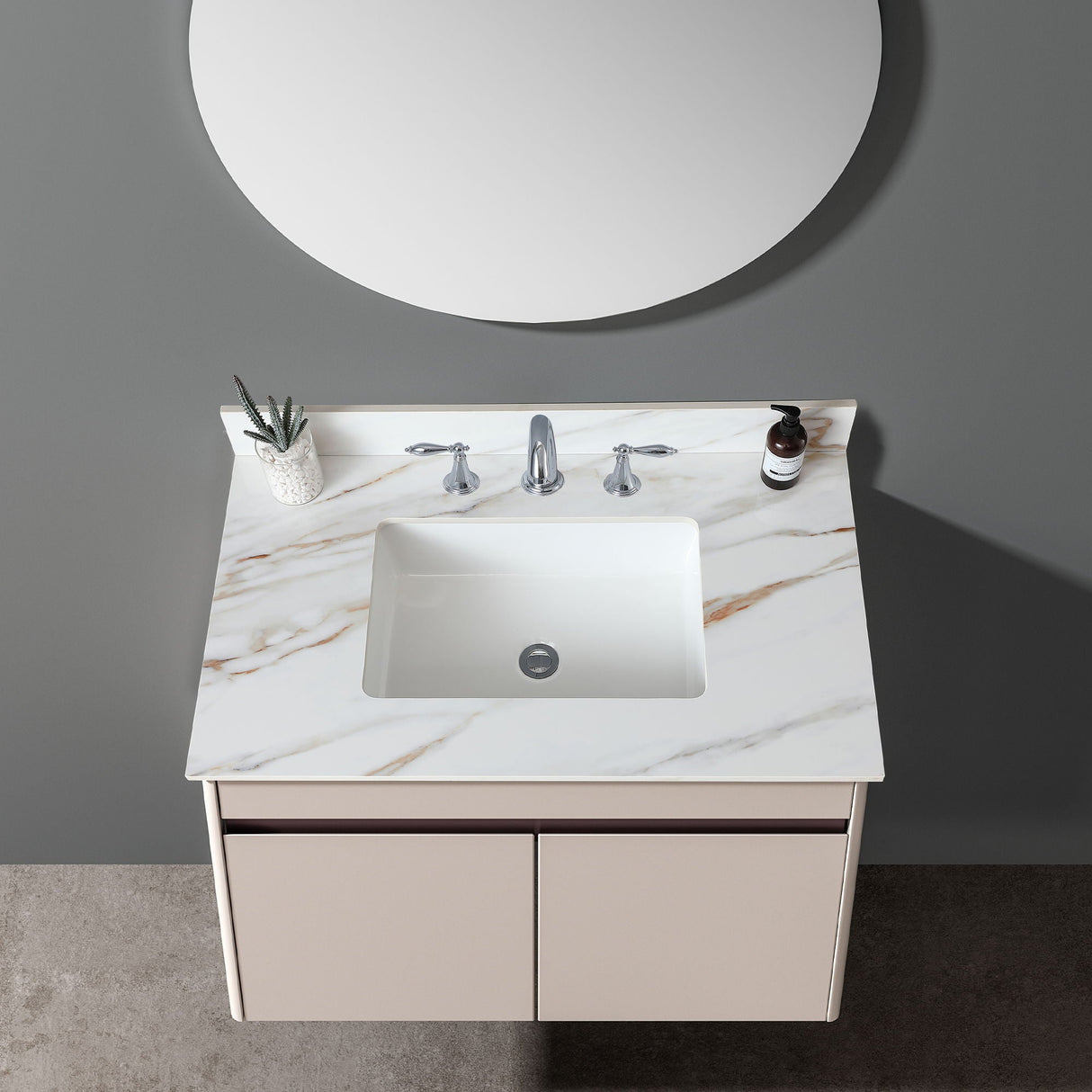 Vanity Top With Undermount Sink And Backsplash, Sintered Stone by Couch.com