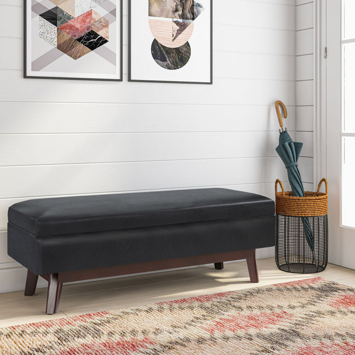 Owen - Rectangular Storage Ottoman - Midnight Black