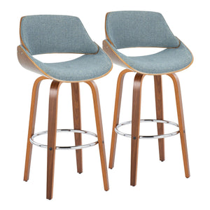 Fabrizzi - Mid Century Modern Fixed Height Barstool With Swivel With Round Footrest (Set of 2) by Couch.com