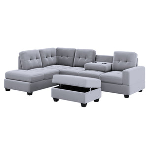 Sectional Sofa With Reversible Chaise Lounge, L-Shaped Couch With Storage Ottoman And Cup Holders by Couch.com