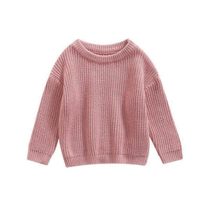 Girls' Solid Color Crew Neck Casual Sweater