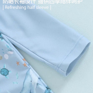 Baby Long-sleeved Onesie Swimsuit With Sun Protection for Boys And Girls