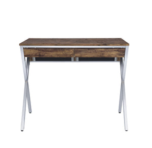 Callers - Weathered Writing Desk - Chrome / Oak by Couch.com