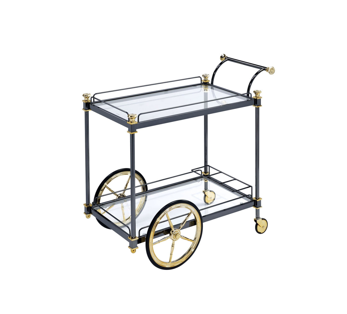 Cyrus - Clear Glass Serving Cart - Black / Gold by Couch.com