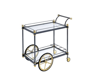 Cyrus - Clear Glass Serving Cart - Black / Gold by Couch.com