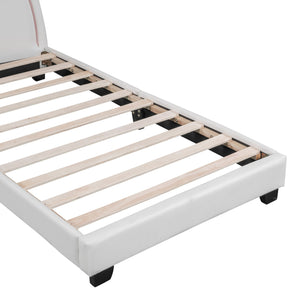 Upholstered Leather Platform Bed With Rabbit Ornament by Couch.com