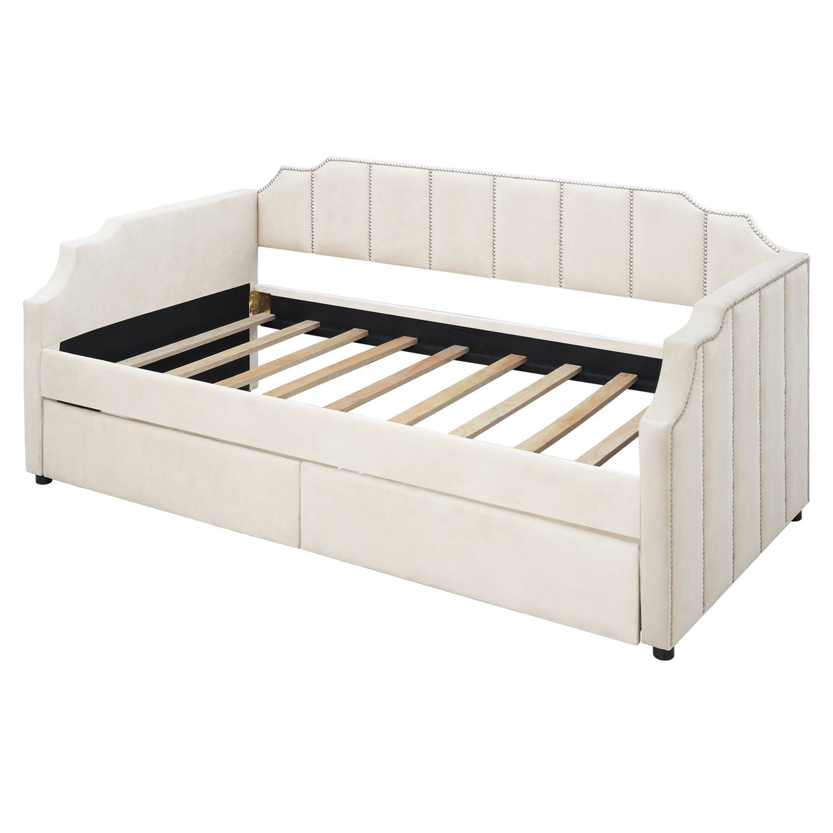 Upholstered Daybed With Drawers, Slat Support by Couch.com