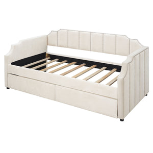 Upholstered Daybed With Drawers, Slat Support by Couch.com